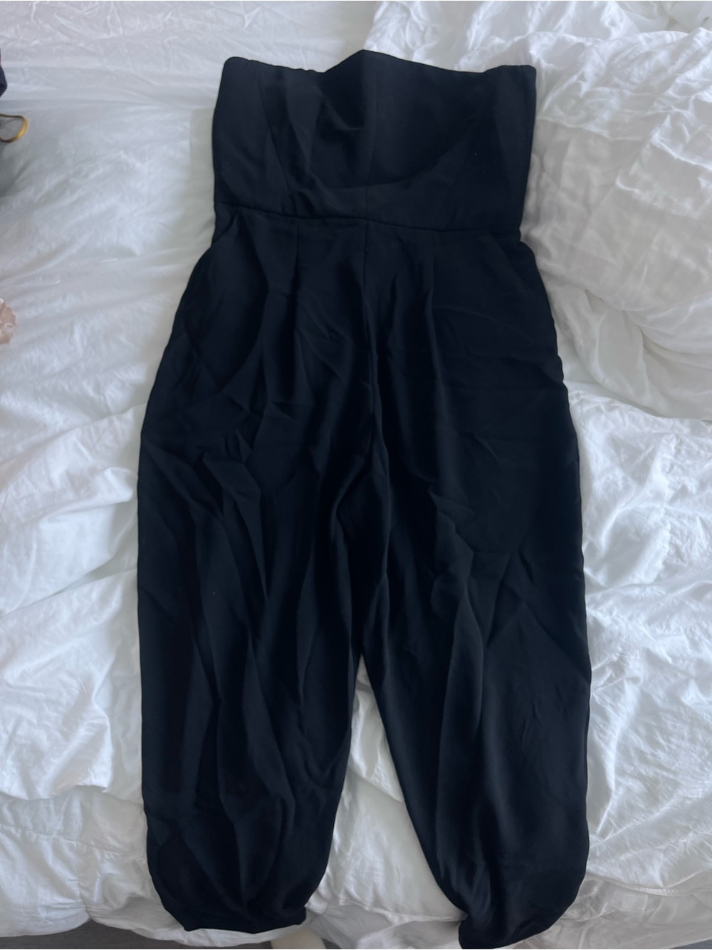 Topshop Black Strapless Cropped Jumpsuit